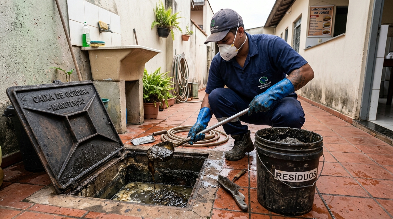 Remoção de resíduos da caixa de gordura em Rio Branco‑AC